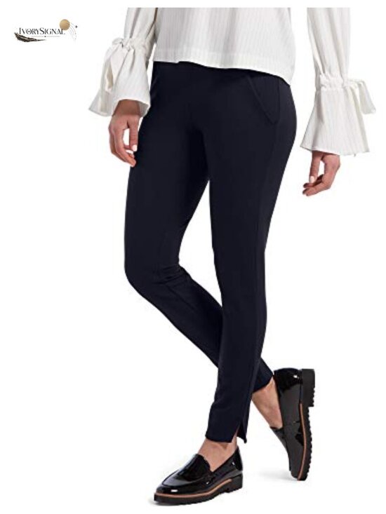 Pants - Premium High-Waist Ponte Knit 7/8 Length Leggings with Pockets for Women
